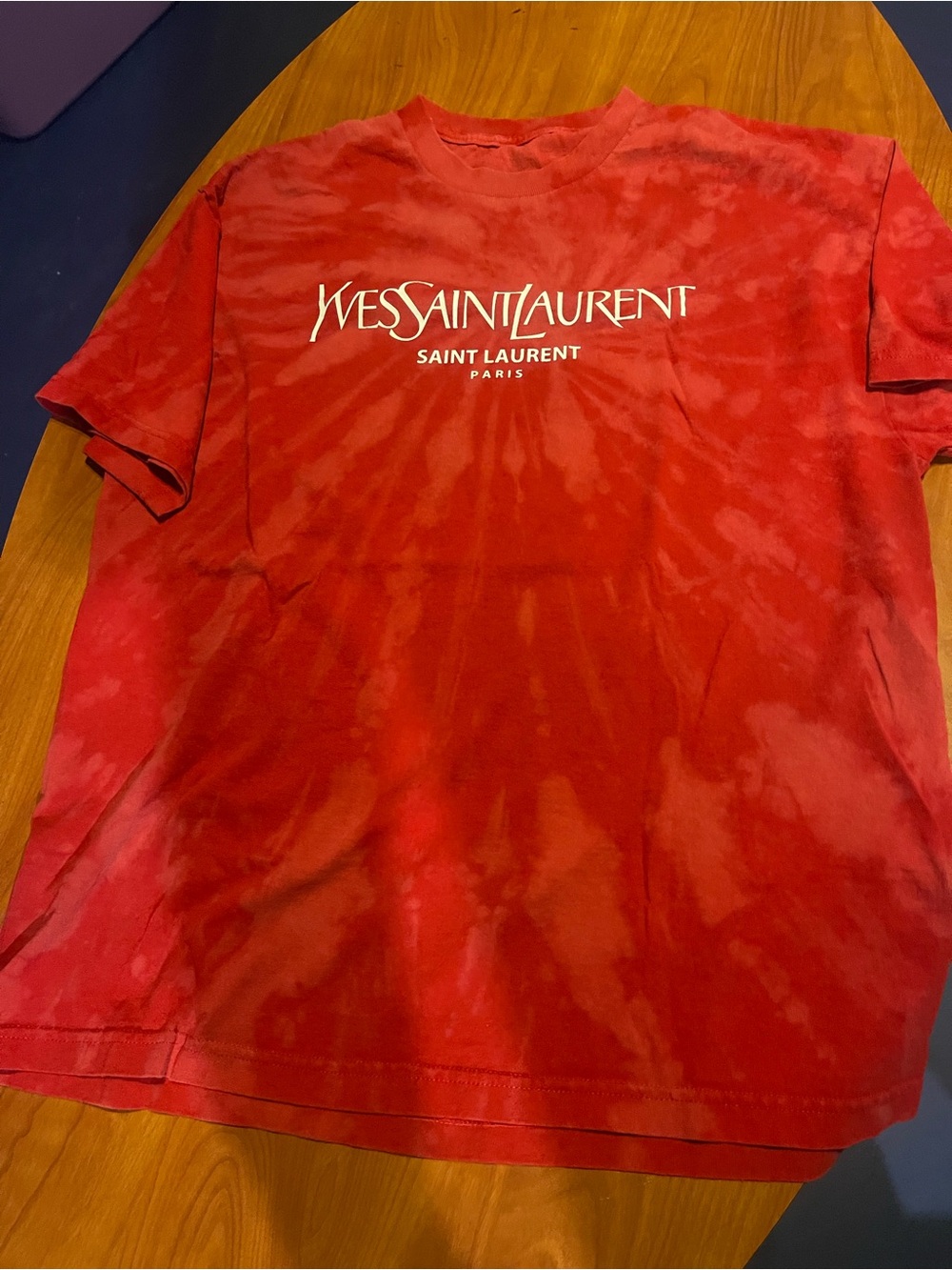 Yves Saint Laurent Red Tie-Dye Logo T-Shirt